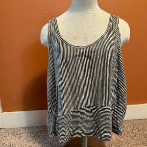 Eddie Bauer Scoop-Neck Grey Striped Tank. XXL